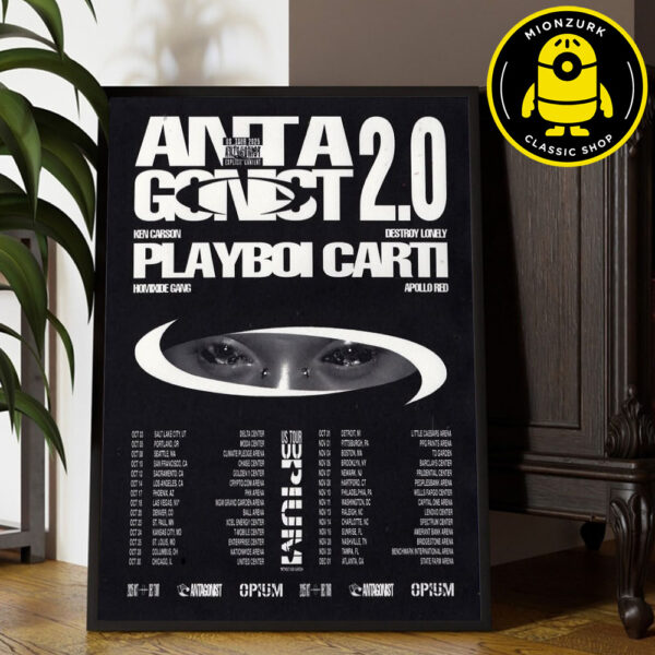 Antagonist 2.0 Playboi Carti US Tour Bpium 2025 Concept Poster Schedule Home Decor Poster Canvas