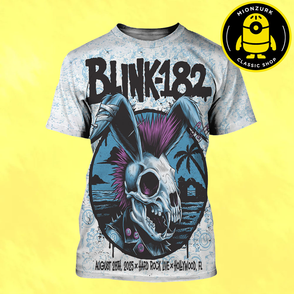Blink 182 Missionary Impossible 2025 Tour Poster At Hard Rock Live In Hollywood FL On August 28th 2025 All Over Print Shirt