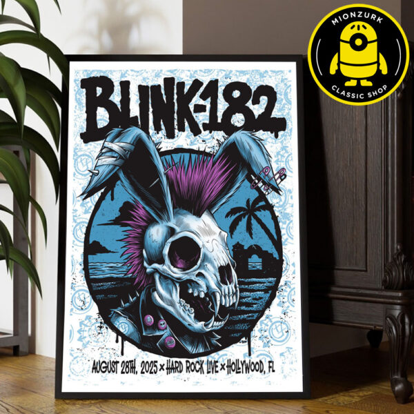 Blink 182 Missionary Impossible 2025 Tour Poster At Hard Rock Live In Hollywood FL On August 28th 2025 Home Decor Poster Canvas