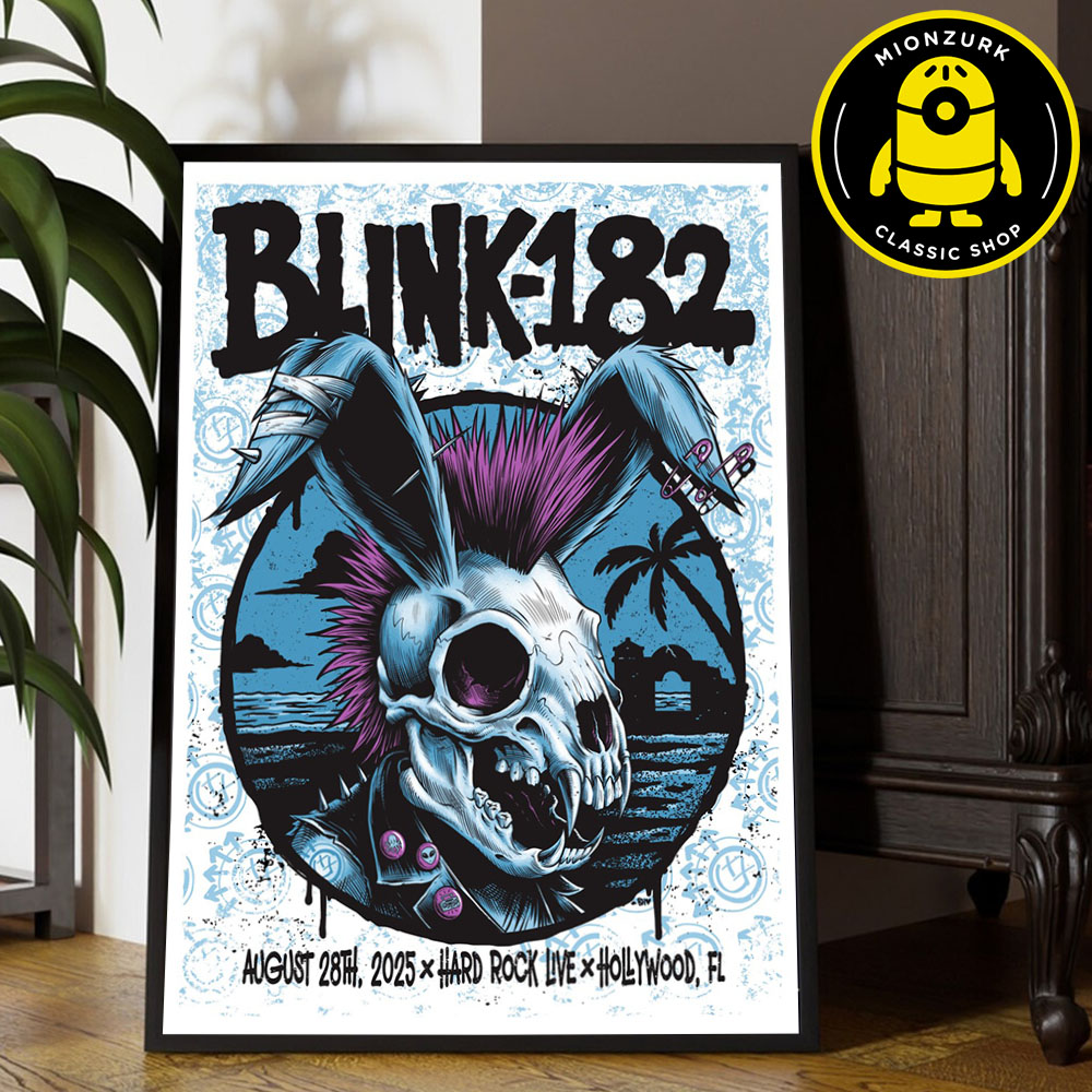 Blink 182 Missionary Impossible 2025 Tour Poster At Hard Rock Live In Hollywood FL On August 28th 2025 Home Decor Poster Canvas