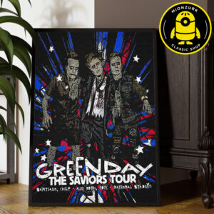 Green Day The Saviors Tour 2025 Concert Poster In Santiago Chile At National Stadium On August 30th 2025 Home Decor Poster Canvas