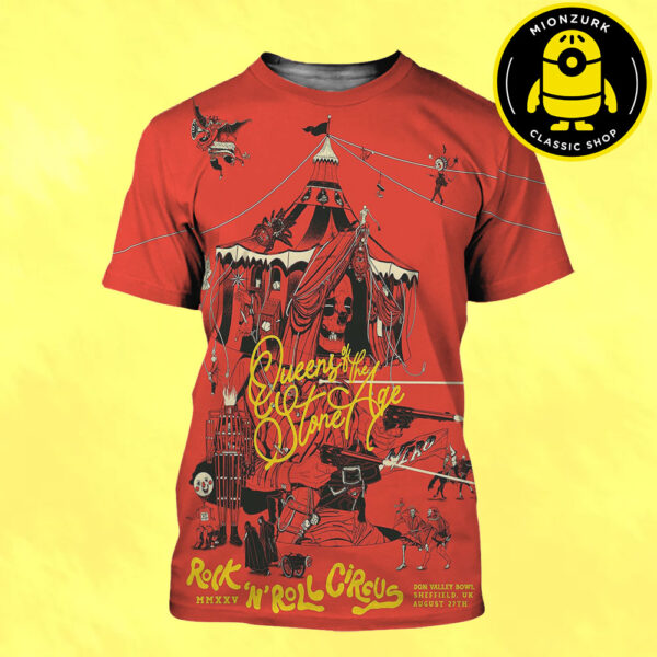 Queens Of The Stone Age Rock N Roll Circus 2025 Tour Event Poster At Don Valley Bowl In Sheffield UK On August 27th 2025 All Over Print Shirt