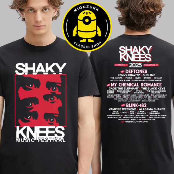 Shaky Knees Music Festival 2025 Merch Tee Shaky Gaze Lineup At Piedmont Park ALT On September 19 To 21 2025 Two Sided Unisex T-Shirt