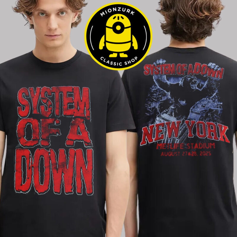 System Of A Down Merh Tee Red In New York At Metlife Stadium On August 27 And 28 2025 The King Kong Art Two Sided Unisex T Shirt