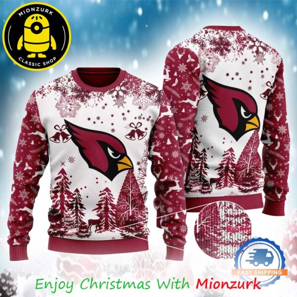 Arizona Cardinals Logo Football Team NFL Special Xmas Tree 2025 Christmas Ugly Sweater