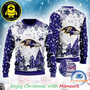 Baltimore Ravens Logo Football Team NFL Special Xmas Tree 2025 Christmas Ugly Sweater Fo Men And Woman