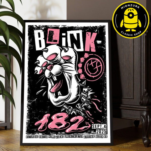 Blink 182 Event Poster In Virginia Beach VA At Veterans United Home Loans Amphitheater On September 4 2025 Missionary Impossible Tour Home Decor Poster Canvas