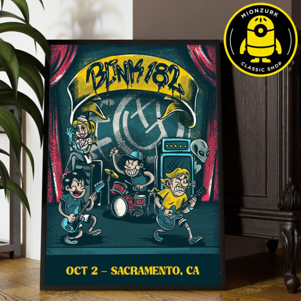 Blink 182 Event Poster Misionary Impossible In Sacramento CA On October 2 2025 Home Decor Poster Canvas