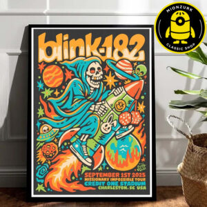 Blink 182 Missionary Impossible Tour 2025 Poster At Credit One Stadium In Charleston SC On September 1st 2025 Home Decor Poster Canvas
