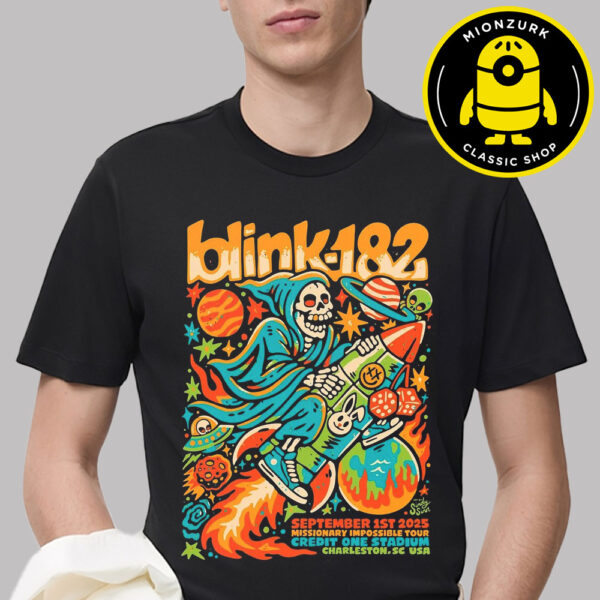 Blink 182 Missionary Impossible Tour 2025 Poster At Credit One Stadium In Charleston SC On September 1st 2025 Unisex T-Shirt
