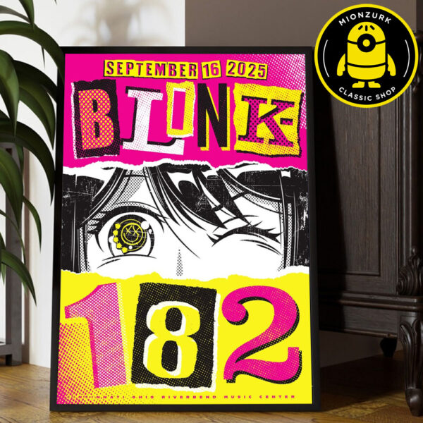 Blink 182 Tonight Poster In Cincinnati Ohio At Riverbend Husic Center On September 16 2025 Home Decor Poster Canvas