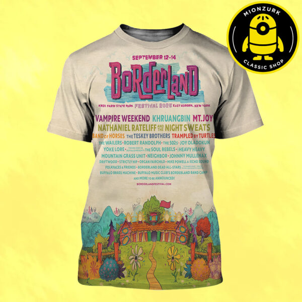 Borderland Festival 2025 Poster Line Up At Knox Farm State Park In East Aurora New York On September 12 To 14 2025 All Over Print Shirt
