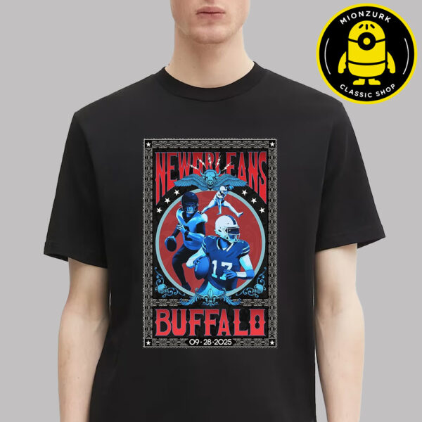 Bufalo Bills Vs New Orleans Saints Game Day Matchup Poster On September 28 2025 Unisex T-Shirt