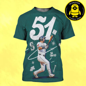 Cal Raleigh Seattle Mariners Reach 51 HR MLB 2025 All Over Print Shirt