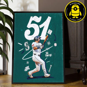 Cal Raleigh Seattle Mariners Reach 51 HR MLB 2025 Home Decor Poster Canvas
