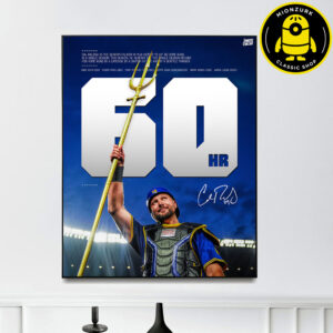 Cal Raleigh Seattle Mariners Reach 60 Homeruns MLB 2025 Home Decor Poster Canvas