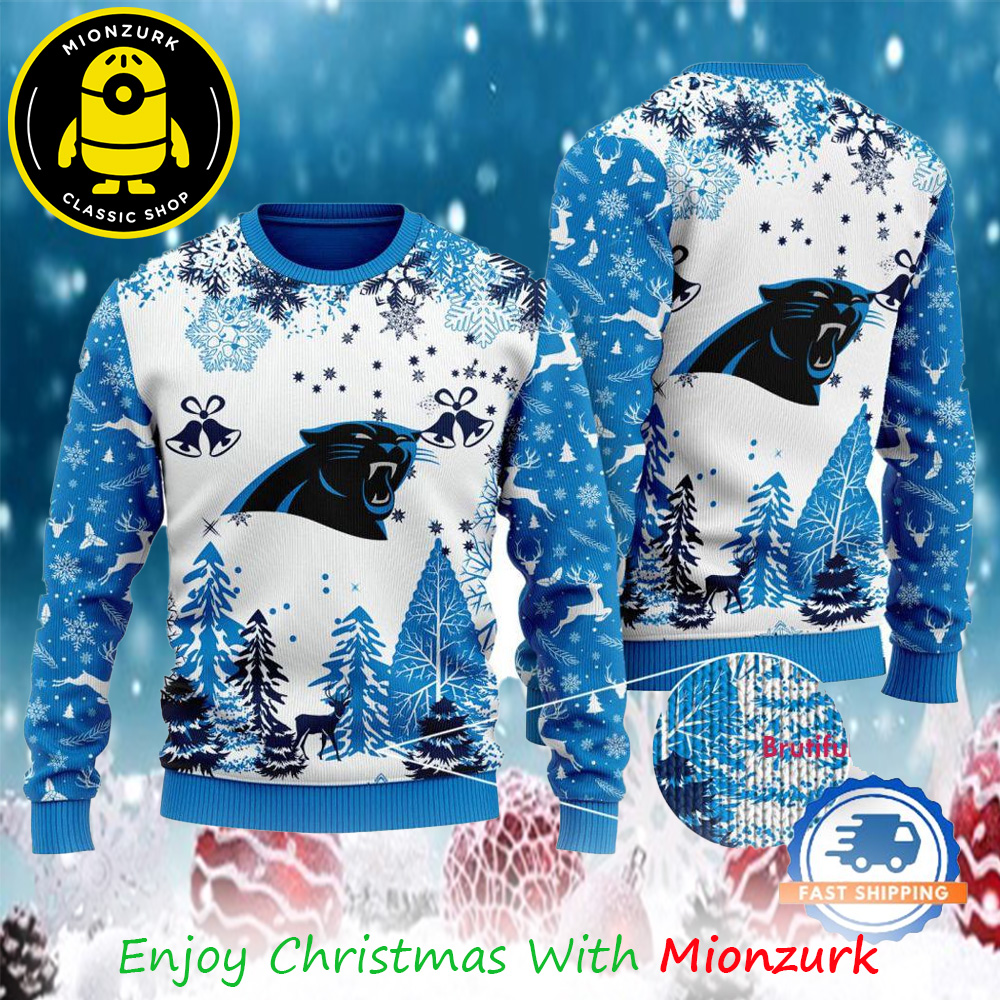 Carolina Panthers Logo Football Team NFL Special Xmas Tree 2025 Ugly Christmas Sweater