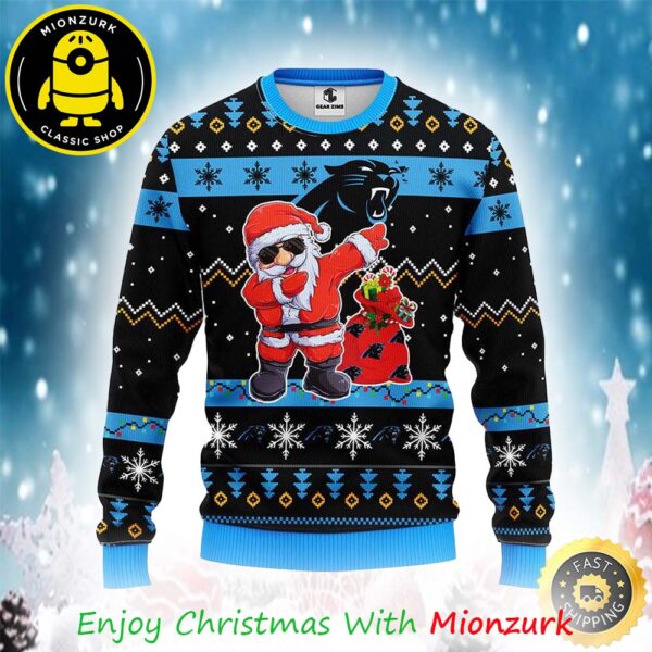 Carolina Panthers NFL Santa Claus Christmas Ugly Sweater