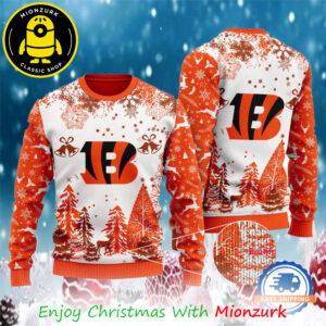 Cincinnati Bengals Logo Football Team NFL Special Xmas Tree 2025 Christmas Ugly Sweater