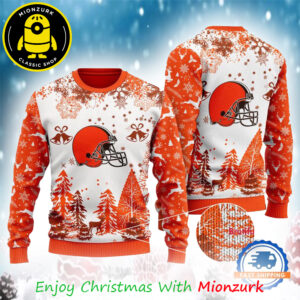 Cleveland Browns Logo Football Team NFL Special Xmas Tree 2025 Chiristmas Ugly Sweater