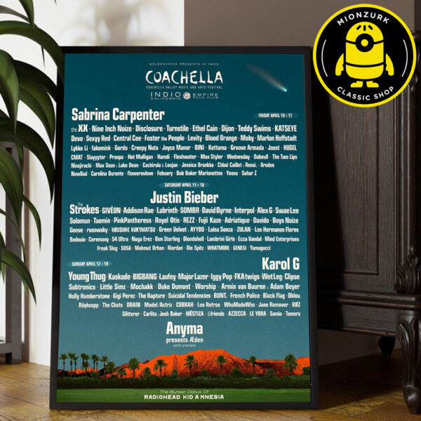 Coachella 2026 Event Poster Lineup At The Empire Polo Club In Indio CA On April 10-12 And April 17-19 2026 Home Decor Poster Canvas