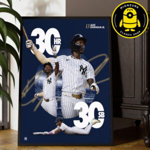 Congrats Jazz Chisholm JR New York Yankees Reach 30HR 30SB MLB 2025 Home Decor Poster Canvas