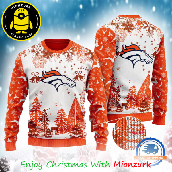 Denver Broncos Logo Football Team NFL Special Xmas Tree 2025 Ugly Sweater