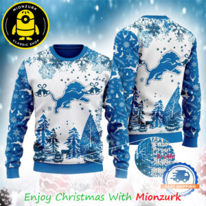 Detroit Lions Logo Football Team NFL Special Xmas Tree Christmas Ugly Sweater For Men And Woman