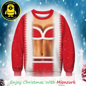 Funny Lady Body Santa Muscle Chistmas 2025 Ugly Sweater For Men And Woman