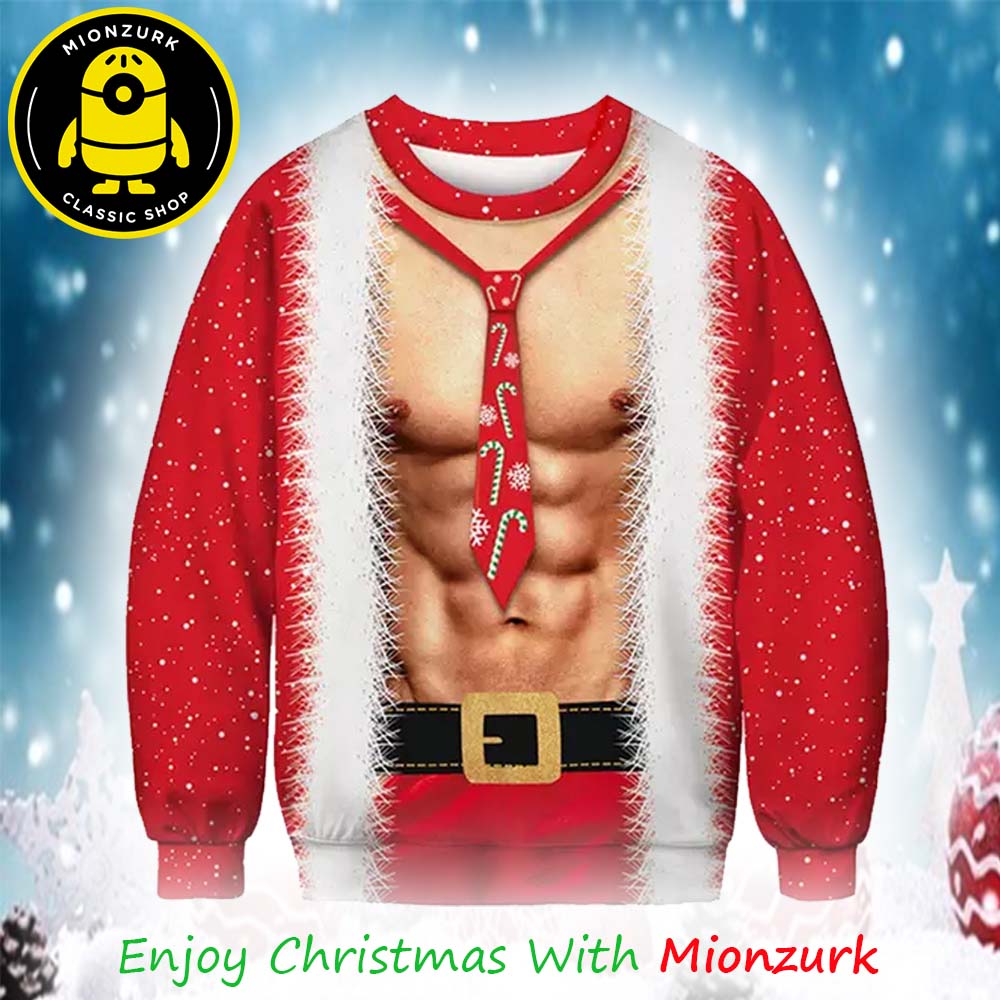 Funny Men Body Santa Muscle Chistmas 2025 Ugly Sweater For Men And Woman