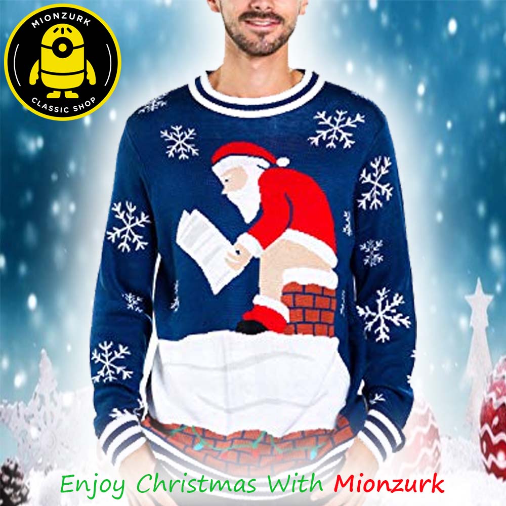 Funny Santa Xmas Pooping 2025 Ugly Christmas Sweater