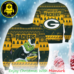 Green Bay Packers Football Grinch Christmas NFL 2025 Ugly Sweater