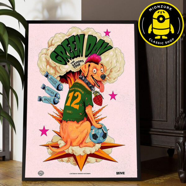 Green Day The Saviors Tour 2025 Show Poster At Arena Da Baixada In Curitiba Brazil On September 12 2025 Home Decor Poster Canvas