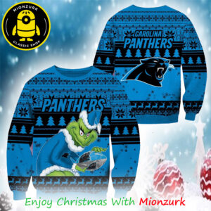 Grinch Carolina Panthers Football NFL Xmas 2025 Ugly Sweater For Family