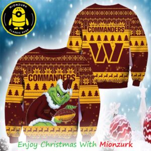 Grinch Christmas Football Washington Commanders NFL 2025 Ugly Sweater For Fan