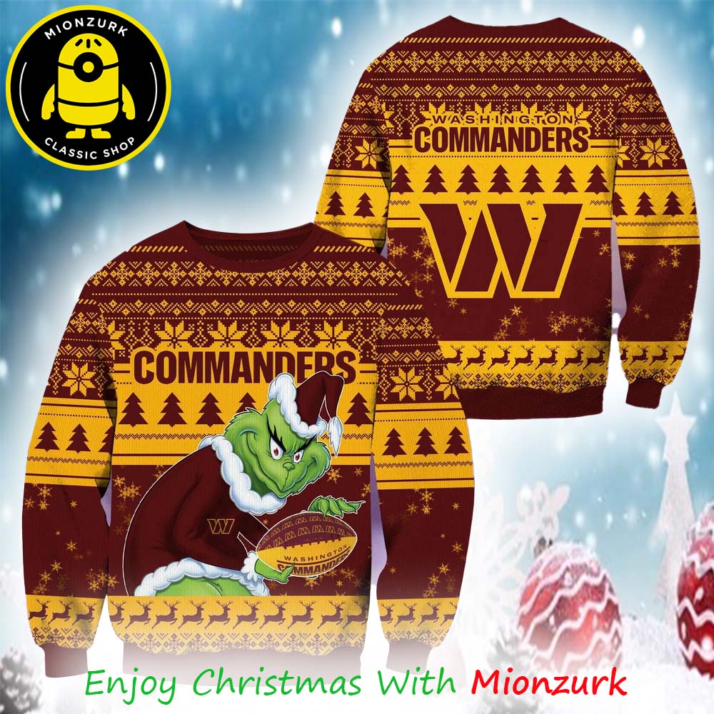 Grinch Christmas Football Washington Commanders NFL 2025 Ugly Sweater For Fan