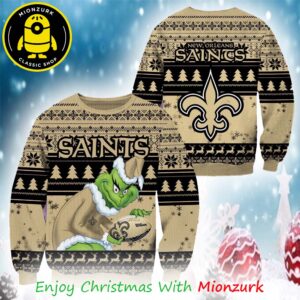 Grinch New Orleans Saints Football NBFL 2025 Xmas Ugly Sweater