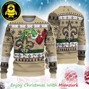 Grinch’s Hand Football New Orleans Saints Special NFL 2025 Ugly Sweater For Family