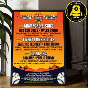Innings Festival 2026 Event Poster Line Up In  Tempe AZ At Tempe Beach Park And Arts Park On February 20 To 22 2026 Home Decor Poster Canvas