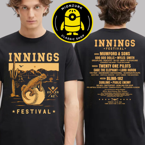 Innings Festival 2026 Merch Tee Desert Slider Lineup In Tempe AZ At Tempe Beach Park And Arts Park On February 20 To 22 2026 Two Sided Unisex T-Shirt