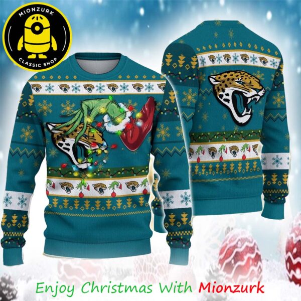 Jacksonville Jaguars Special NFL Grinch’s Hand Football Xmas 2025 Ugly Sweater
