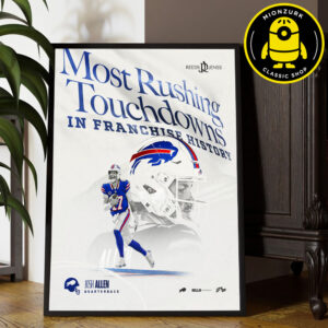 Josh Allen Buffalo Bills Most Rushing Touchdowns In Franchise History NFL 2025 Home Decor Poster Canvas