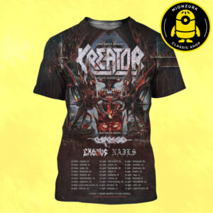 Kreator With Carcass Exodus And NAILS Event Poster UK And Europe Tour 2026 Dates List All Over Print Shirt