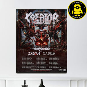 Kreator With Carcass Exodus And NAILS Event Poster UK And Europe Tour 2026 Dates List Home Decor Poster Canvas