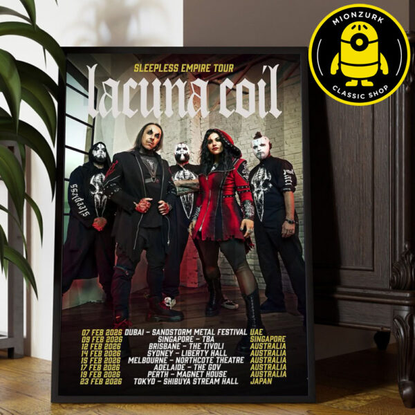 Lacuna Coil Sleepless Empire World Tour 2026 Schedule Home Decor Poster Canvas