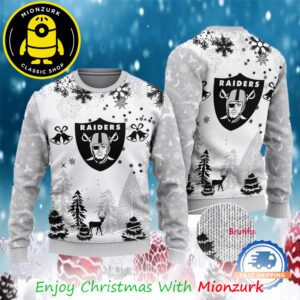 Las Vegas Raiders Logo Football Team NFL Special Xmas Tree 2025 Ugly Sweater Gift For Holiday
