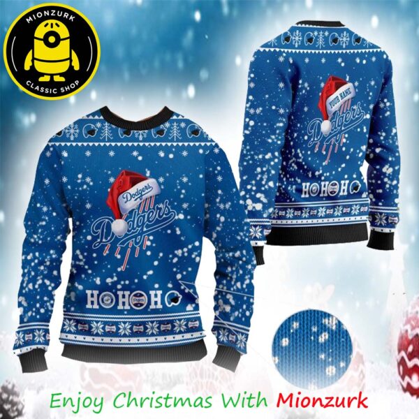 Los Angeles Dodgers Santa Claus Hat Ho Ho Ho 2025 Christmas Ugly Sweater