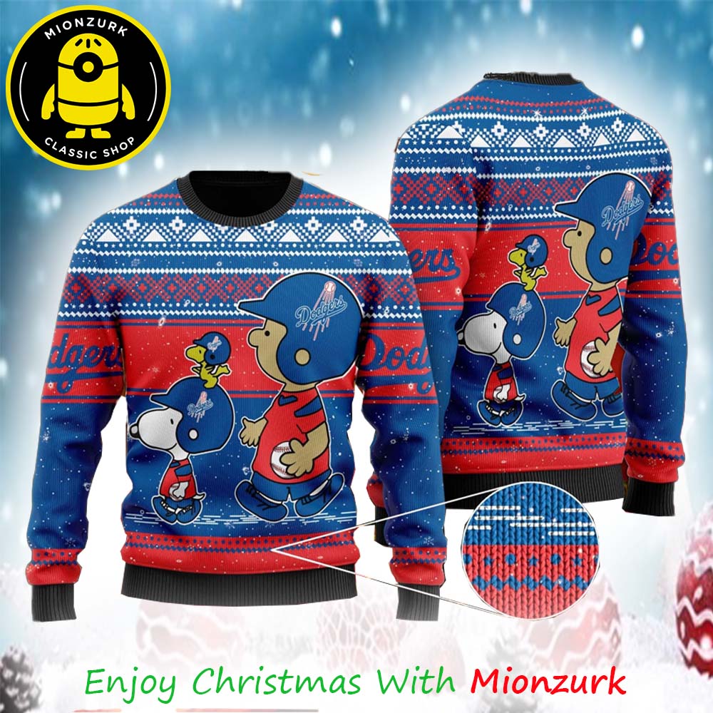 Los Angeles Dodgers Snoopy And Peanut MLB 2025 Ugly Christmas Sweater