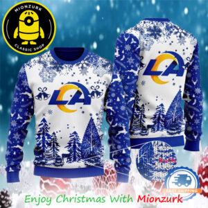 Los Angeles Rams Logo Football Team NFL Special Xmas Tree 2025 Ugly Sweater