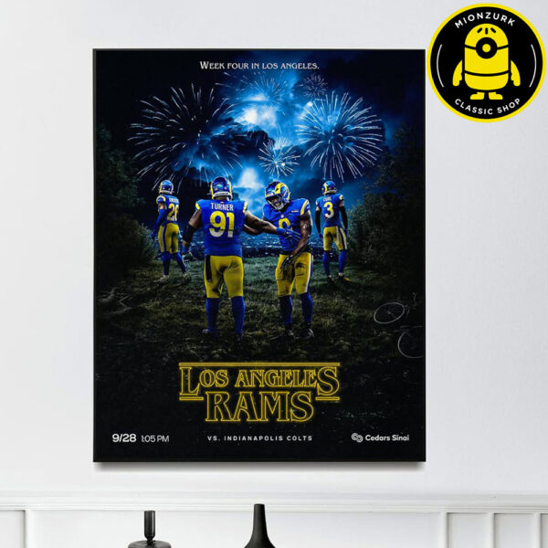 Los Angeles Rams Vs Indianapolis Colts Game Day Matchup Poster Week Four In Los Angeles On September 28 2025 Home Decor Poster Canvas